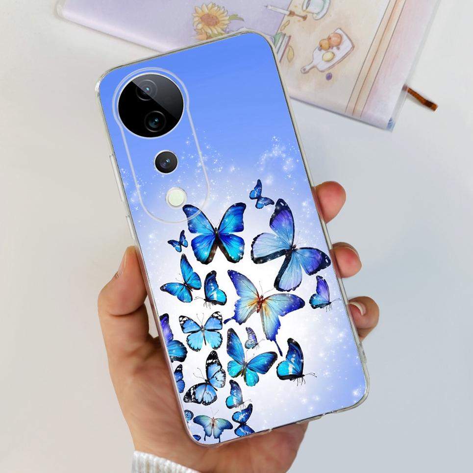 Flower Butterfly Women Fashion Back Cover For Vivo S19 Pro 5G V2362A Phone Funda Transparent Soft TPU Slim Silicone Bumper Etui