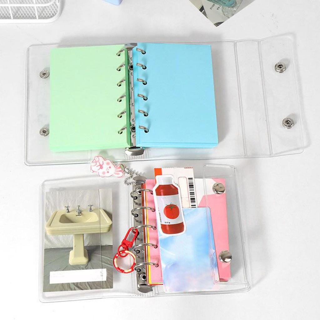 Wide A7 Loose Leaf Document Bag, Transparent PVC Pouch Insert for Binder Planner, Photocards, Document Diary Scrapbook Storage