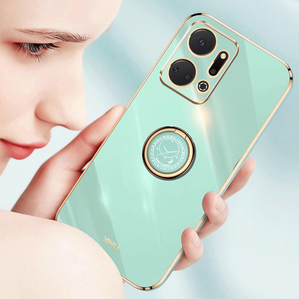 XINLI Для Honor X7a 5G Держатель-кольцо Подставка Мягкий чехол из ТПУ Гальванизированная Защитная крышка для телефона