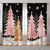 2 Elegant Classic Art Christmas Tree and Snowflake Design Rod Pocket Curtains for Home Decor In Living Room and Bedroom Window