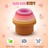 Color Kids 1Set Silicone Hourglass Stacking Cup Montessori Teether Chew Toy Baby Sensory Bath Toy 0-36 M BPA Free Educational