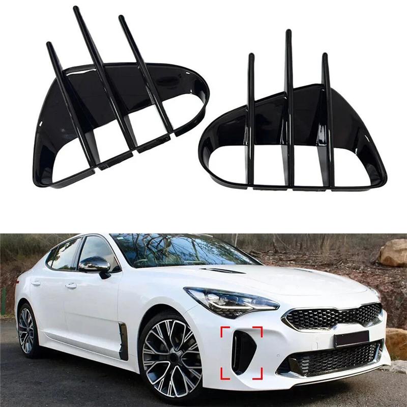 A28G-1 Pair Car Front Bumper Side Vent Grille Spoiler Wind Blade Decorative Cover For Kia Stinger 18-23