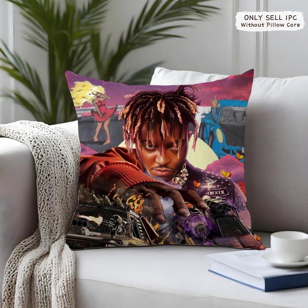 JJuice WrldS Rap Cool Cushion Cover Square Short Plush Pillow Case Living Room Sofa Home Decor Funda X