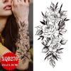 NEW 1PCS Tattoo Temporary Black Sunflower Peony Flower Tattoo Sticker Female Temporary Tattoo Water Transfer Print Waterproof Fake Tattoo Woman