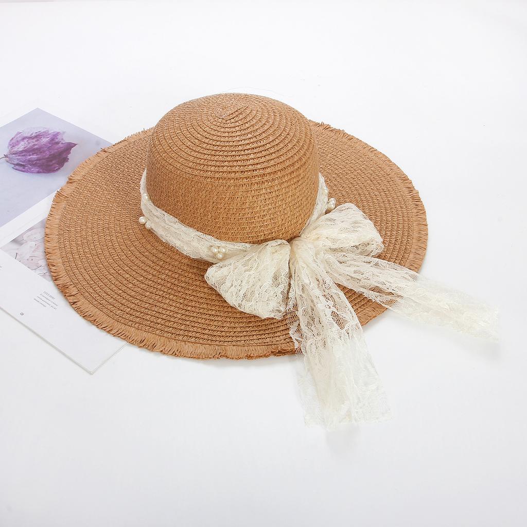 Seaside Resort Straw Hat Women's Big Brim Sun Protection Hat Foldable Bow Beach Hat UV Protection Hat Versatile Versatile