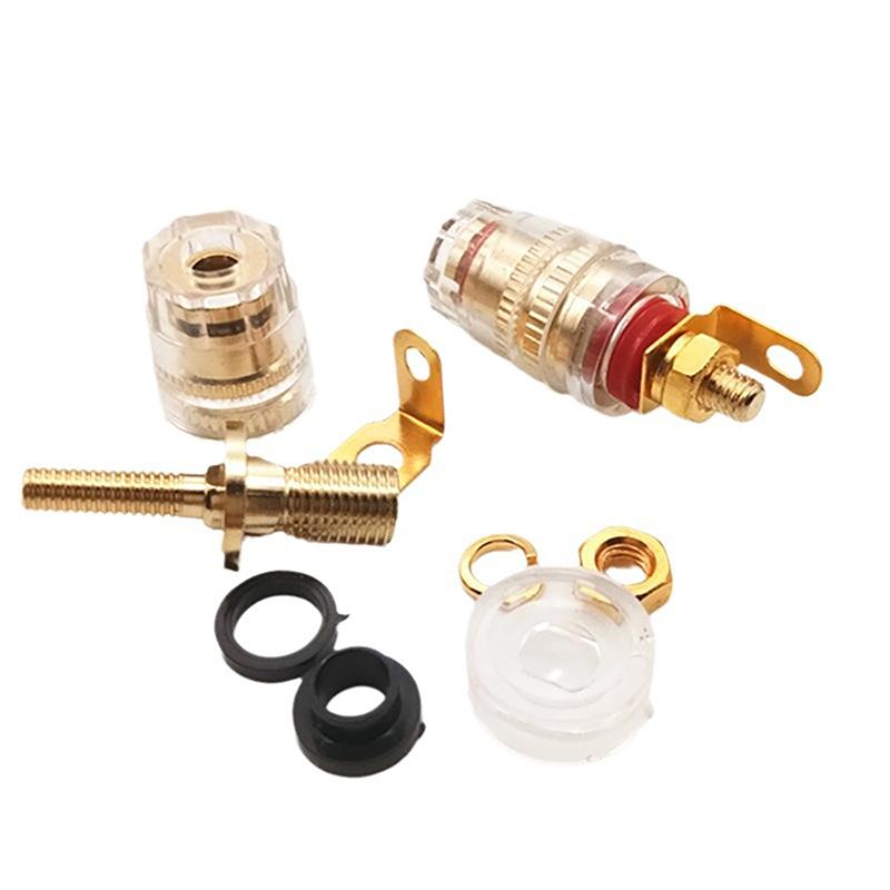 M4 Позолоченная розетка из чистой меди, клеммы усилителя, клеммы, прозрачный корпус, устойчивые к окислению, латунные клеммные заглушки