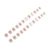 24PCS Blush Fake Nails with Flower Printed Reusable Long Lasting Press on Nails for Working Dating or Partying