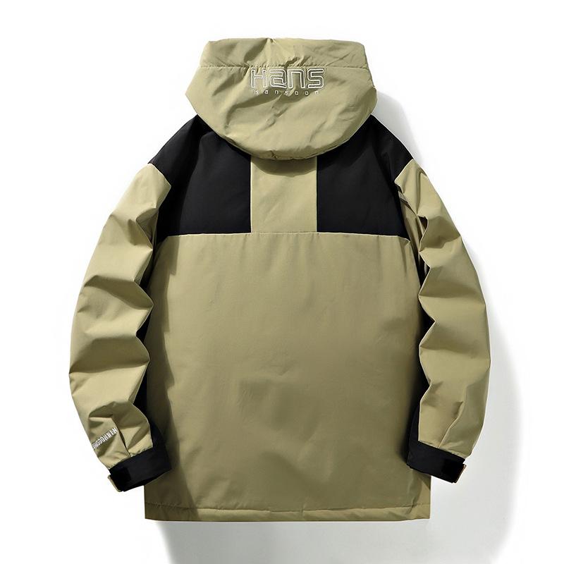 Осенне-зимняя ветрозащитная и водонепроницаемая хлопковая одежда. Модная брендовая куртка с капюшоном и контрастной цветной строчкой на хлопковой подкладке.