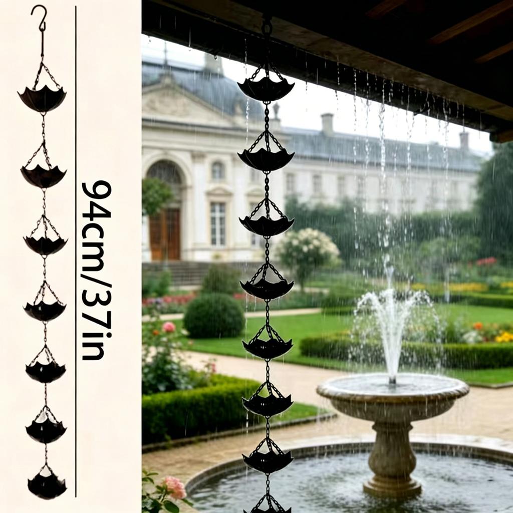 Decorative Hanging Chain for Garden Decorative Umbrella Rain Chains with Mobile Cups for Roof Drainage Patio and Decoration