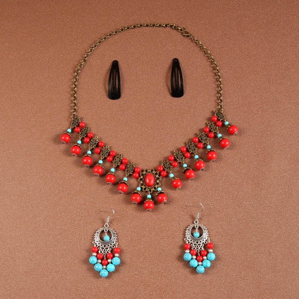 Этнический Стиль Этнический Стиль Цепочка на Лоб Серьга Бусины Кисточки Повязки на Голову Фестивальные Головные Украшения