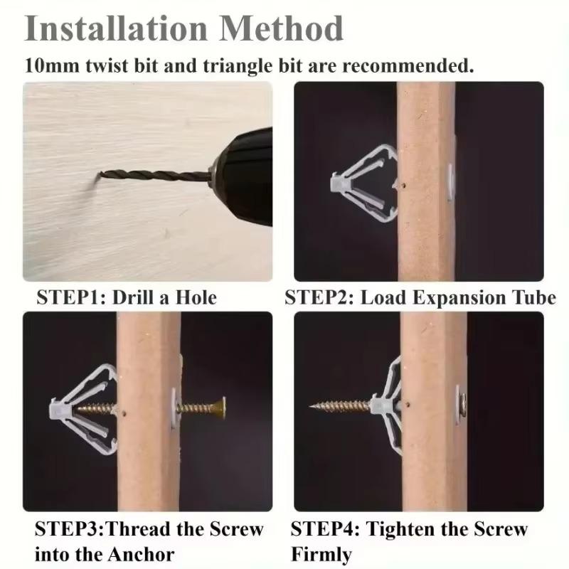 20/60x Plastic Airplane Expansion Pipe Butterfly Shape Expansion Nail Gypsum Board Expansion Plug Wall Hollow Toggle Anchor Bolt