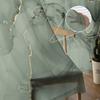 Grass Green Marble Tulle Curtains For Living Room Sheer Curtain For Bedroom Window Blinds Voile Curtains