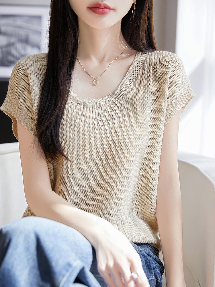 Plus Size Sleeveless Linen Knit Top - Women's Breathable Spring/Summer Pullover