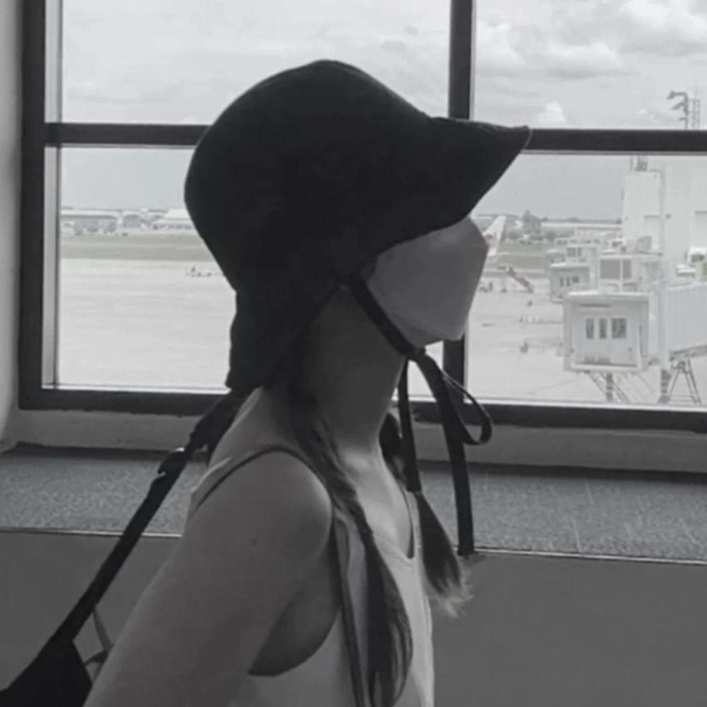 Visor Cap Bow Bucket Hat Solid Color Summer Sun Hat Fashion Sunscreen Fisherman Hat Travel