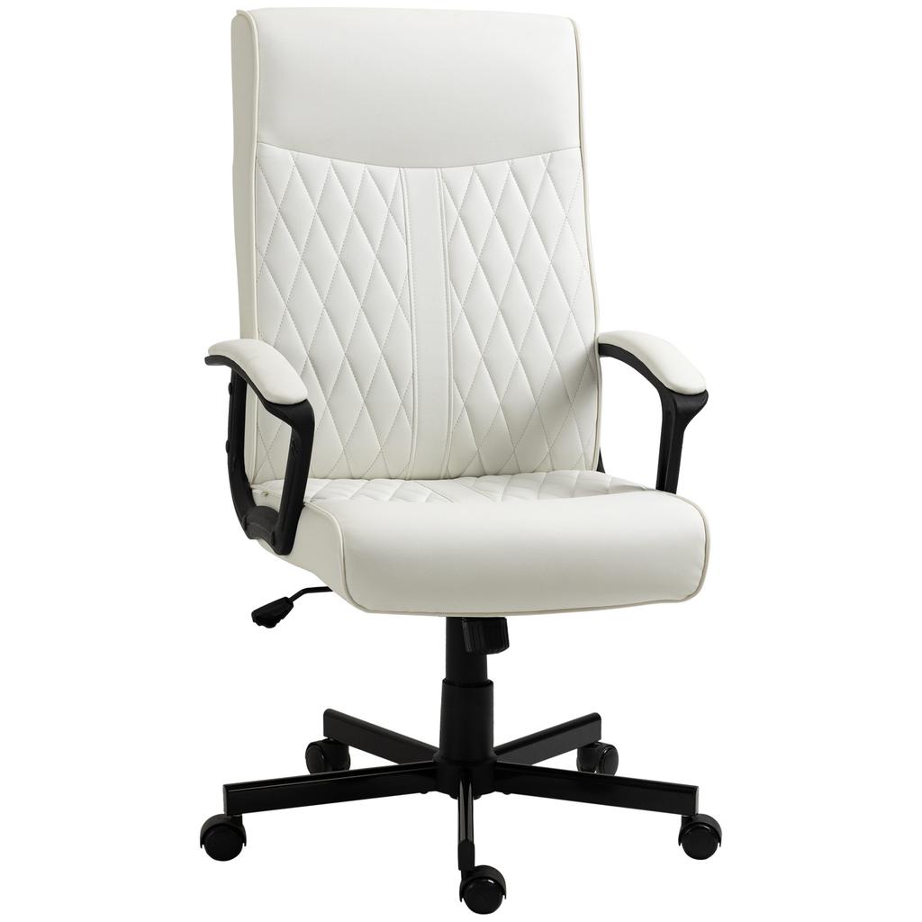 Office Chair with High Backrest Adjustable Height and Tilt Function 65x65x102-112.5 cm Off-White