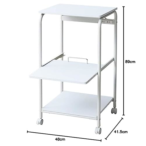 Yamazen (YAMAZEN) Range Rack, 48cm Wide x 41.5cm Deep x 89cm High, Sliding Shelf, Two Outlets, Casters with Locking Brackets, Range Stand, Kitchen Rac