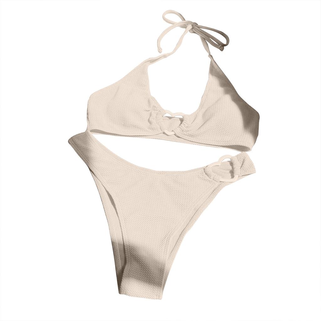 Женский купальник, сексуальный сплошной цвет, модное украшение для любви, комплект из двух частей, бюстгальтер, комплект бикини, купальник