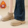 CRLAYDK Женские мини-сапоги для снега на платформе, зимние теплые на подкладке из искусственного меха, замшевые, для дома и улицы, короткие, противоскользящие, классические ботильоны до щиколотки