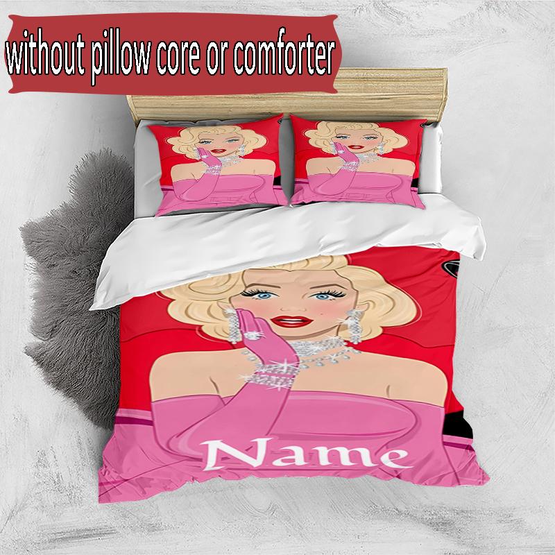 3pcs Duvet Cover Set (1*Duvet Cover + 2*Pillowcase, Without Core), Custom Name Singer Pattern Bedding Set, Home Bedroom Decor Gift