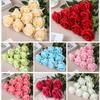 Artificial Rose Bouquet Fake Rose Flower Red White Rose Eternal Roses Bouquets Vases Home Decor Wedding Valentine's Day Gift DIY