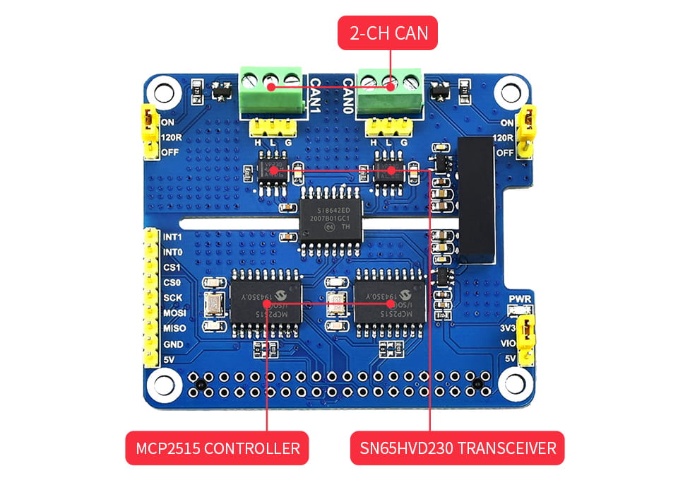2-Channel Isolated CAN Bus Extension for Raspberry Pi
