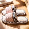 Elegant Houndstooth Slippers - Soft Fabric Upper, Flax Insole, Slip-On Design for All-Season Comfortable Indoor Slippers