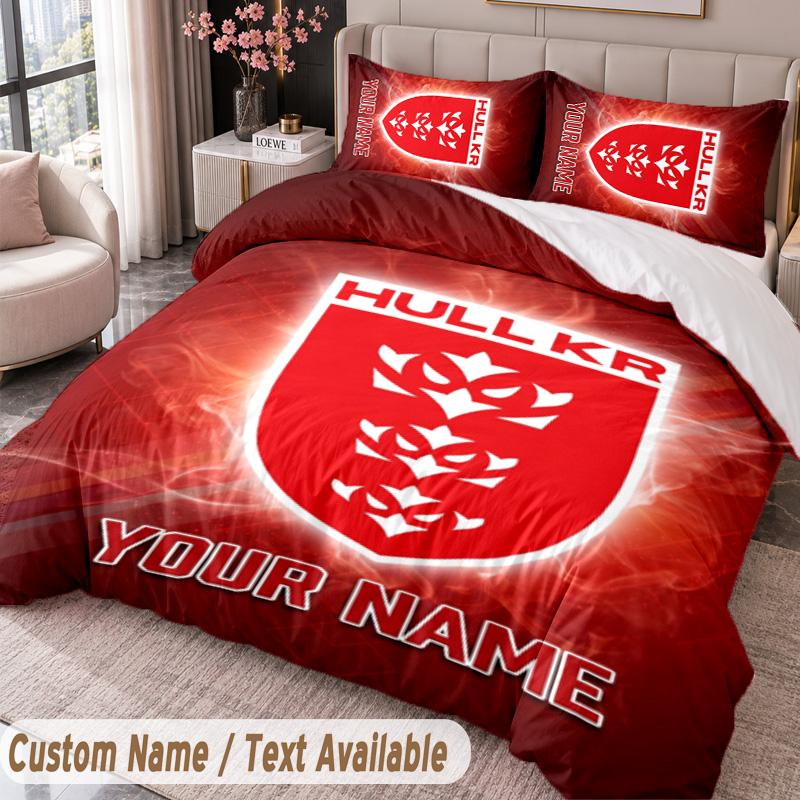 Hull KR Printed Bedding Set Custom Name Text 1 Duvet Cover 2 Pillowcases For Bedroom