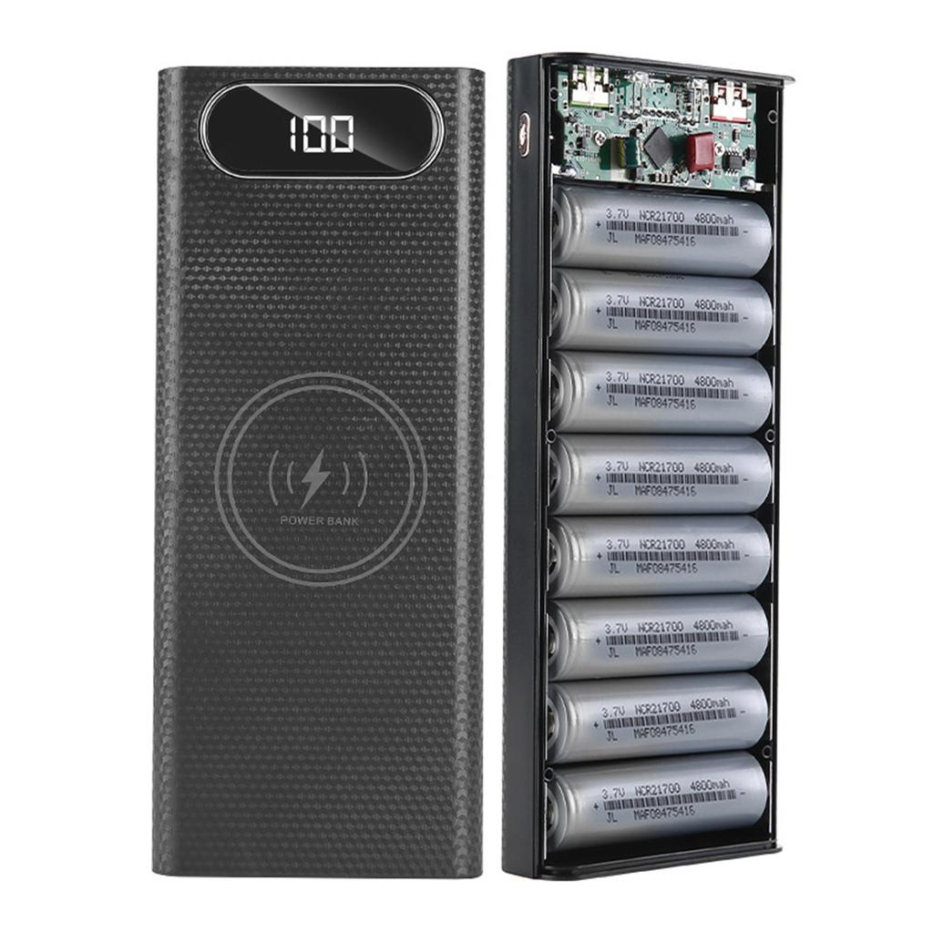 Съемный 5 Вт 10 Вт 22,5 В QC3.0 ЖК 8x21700 Аккумулятор для корпуса Power Bank для корпуса