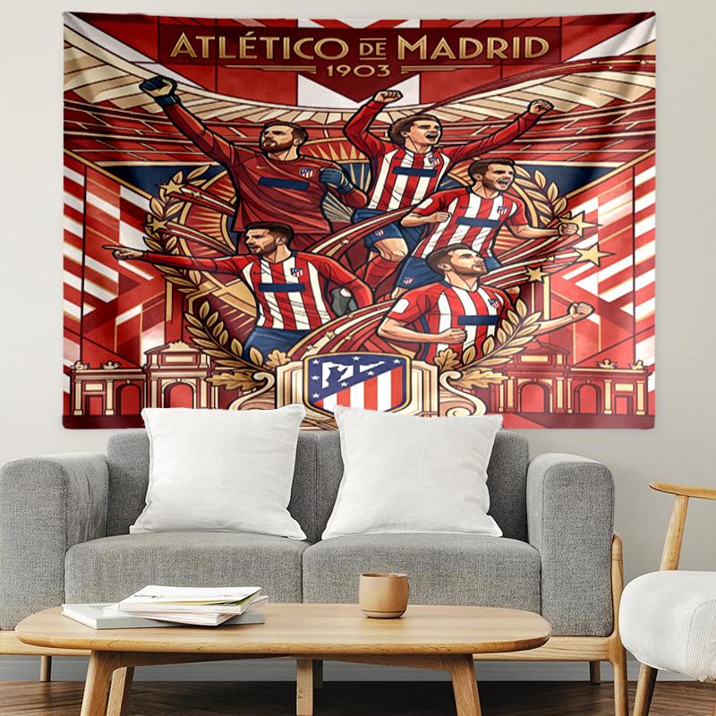 Atletico de Madrid Print Tapestry, Lightweight Wall Hanging, for Bedroom, Dorm, Living Room, Home Art Decor, Birthday Christmas Gift for Friends