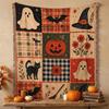 Vintage Halloween Patchwork Blanket Warm Ghost Throw Blanket Pumpkin Ghost Blanket  Bedroom