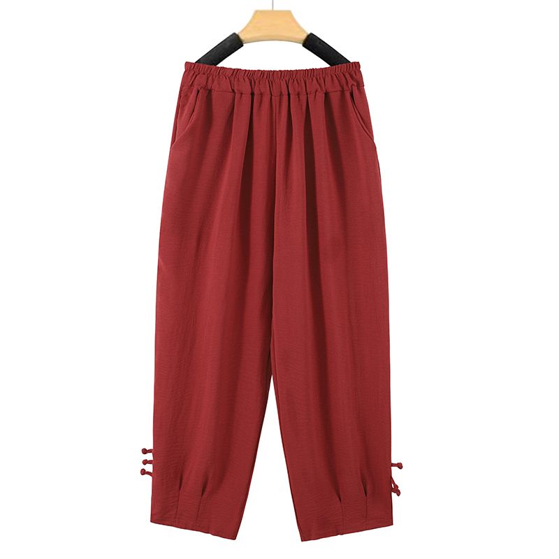 Свободные брюки для женщин среднего и пожилого возраста. Свободные и дышащие укороченные брюки для мам. Брюки-шаровары.