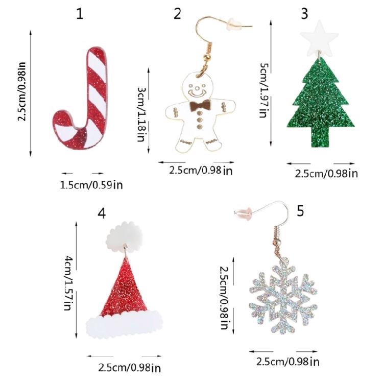 Рождественские серьги-подвески Праздничные серьги-капли Рождественская шапка Серьга-костыль 2023