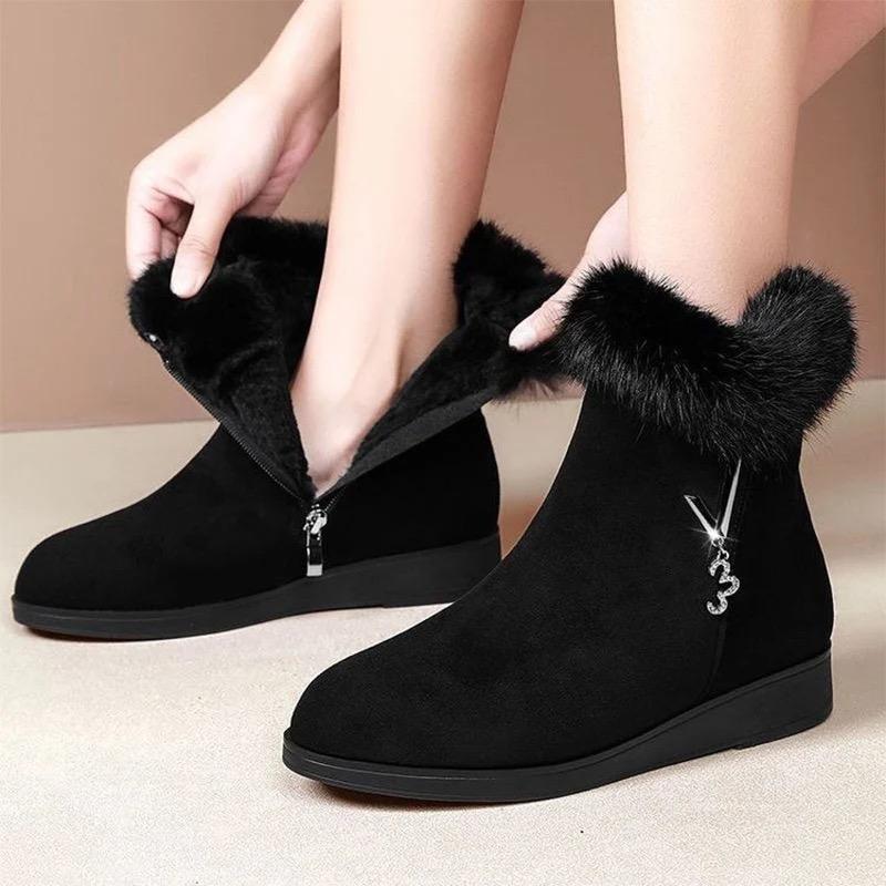 Womens Boots Plush Warm Fluffy Snow Boot Zipper Ankle Boots 2025New Winter Boota for Women Anti-slip Platform Boot Botas