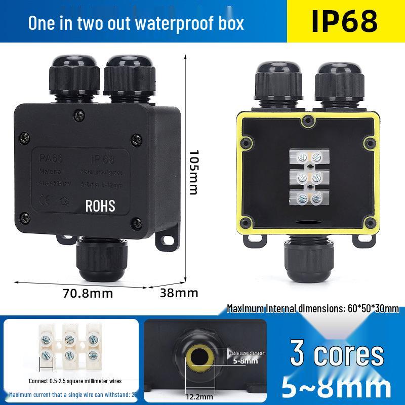 Outdoor IP68 Rainproof Plastic Junction Box with Terminal Block for PC Rooms & Street Lighting