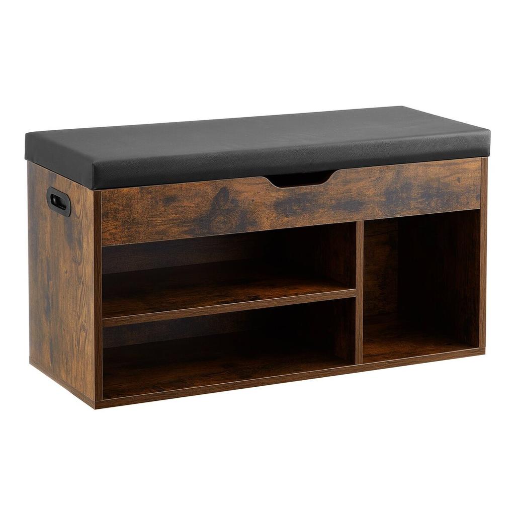 Entryway Shoe Bench, 805 x 305 x 445 mm Shoe Storage Organizer with Hidden Lift Top Storage Space, 300lbs Bench with Cushion Seat and 3 Cabinets for