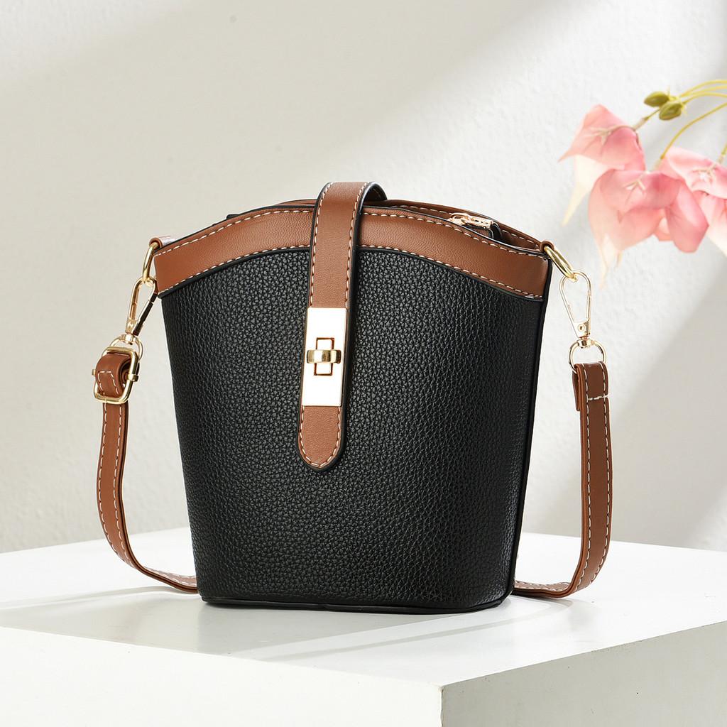 Crossbody Pu Water Bucket Bag For Women With Zipper Closure And Inner Pocket