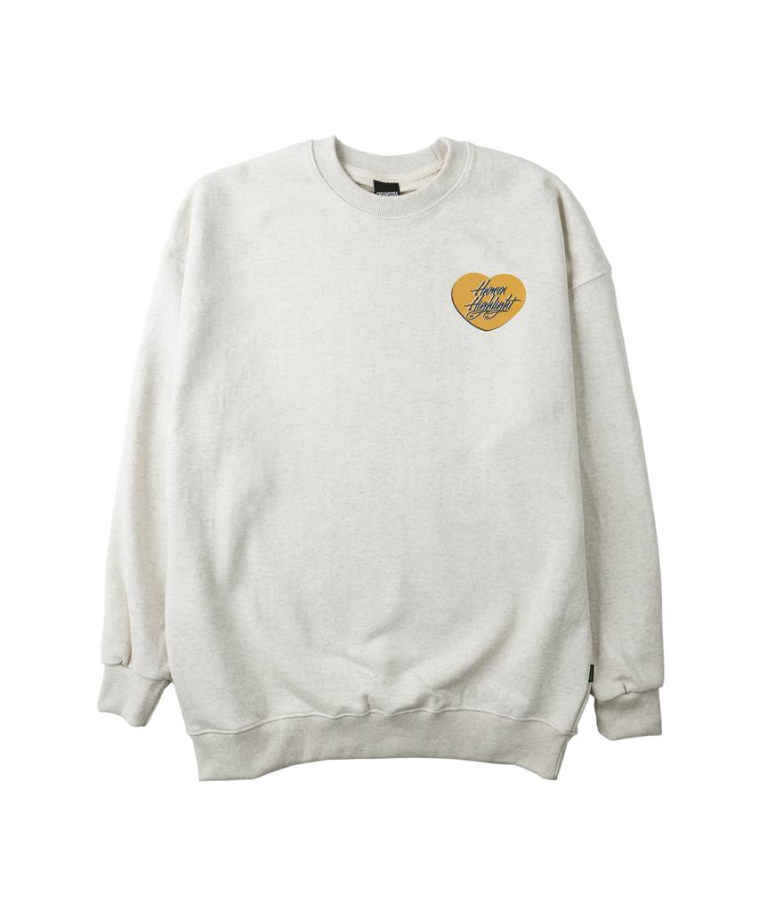 CREAM SODA LAB Human Highlight Sweatshirt Small Heart Oatmeal Yellow