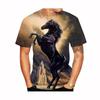 Summer Round Neck 3D Horse Pattern Print Top Fashionable Casual Short Sleeved Men's T-shirts
