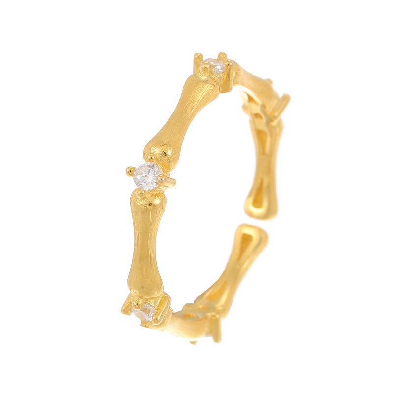 Кольцо Banyan Tree из серебра 925 пробы с цирконом, бамбук, открытое кольцо для женщин - Элегантное и модное украшение на указательный палец