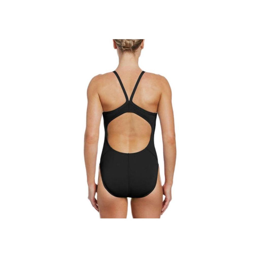 Nike Solid Color Logo Embroidered One-Piece Swimsuit Women swimsuits Black NESSA017-006