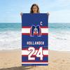 Пляжное полотенце с изображением хоккейного джерси Капитана Hollander #24, Спортивное полотенце Team M с лилией, Мягкое, Впитывающее, Быстросохнущее пляжное полотенце для бассейна