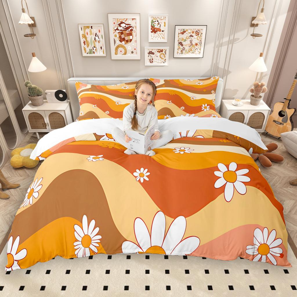 Homewish Vintage Floral Duvet Cover Set for Girls 2pcs/3pcs, Retro Tropical Flower Bedding, Oil Painting Blossoms Bed Set