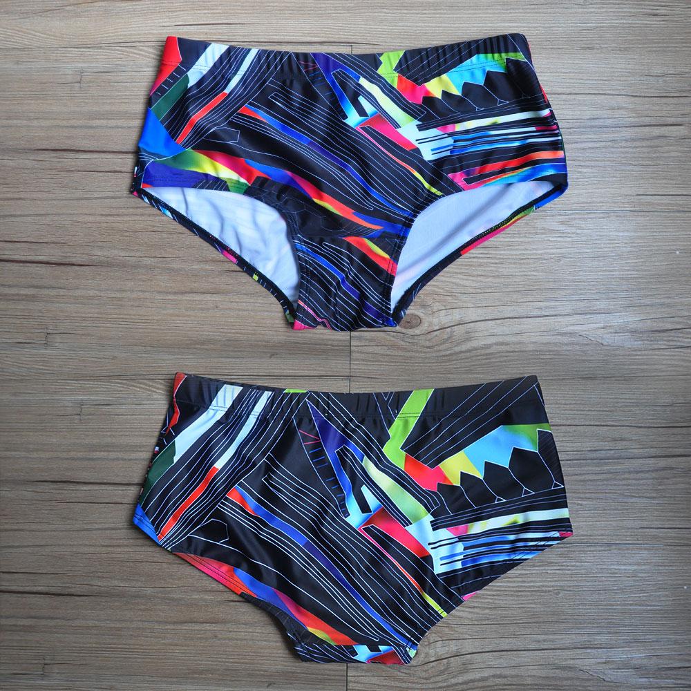 Men's Swim Brief Fashion Print Bikini Shorts with Removeable Pad Swimwear