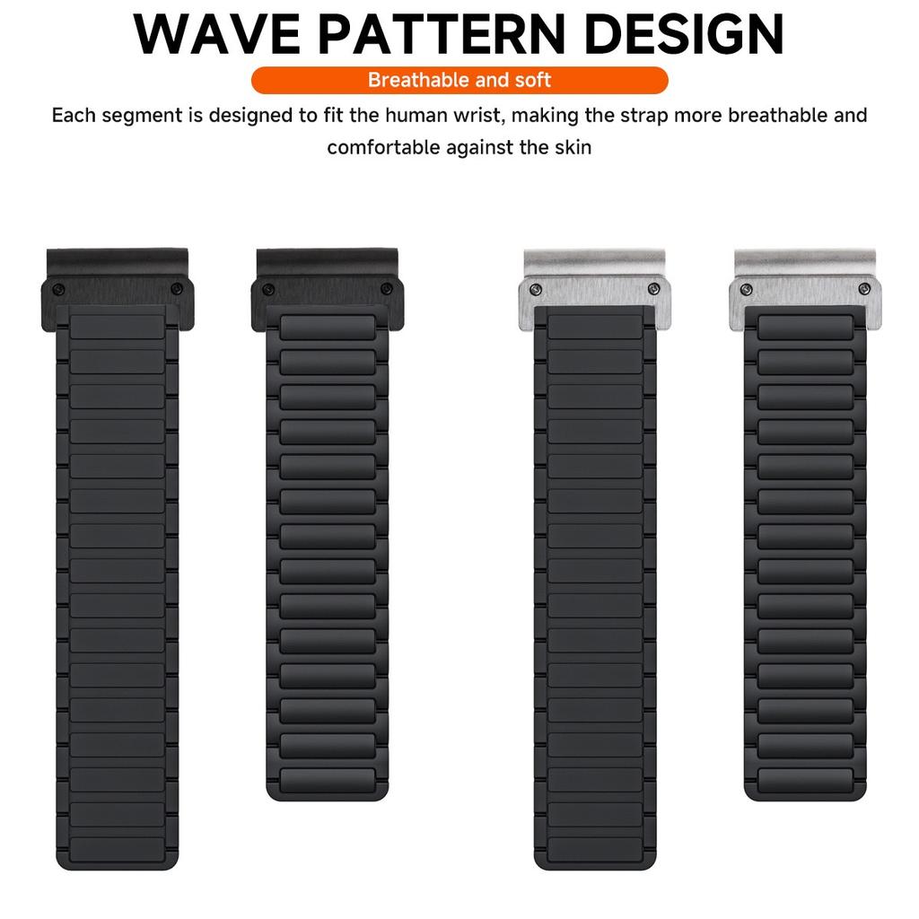 20mm Quick Release Magnetic Silicone Band for Garmin Fenix 8 43mm/Descent MK3/MK3i Dual Color Watch Strap