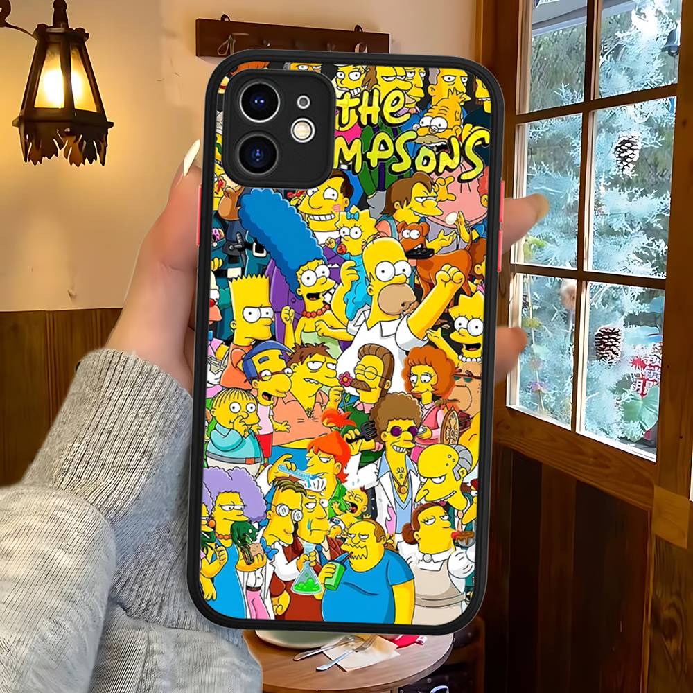 Смешной мультяшный чехол для телефона S-Simpsons для iPhone 16 15 14 Plus 15 13 12 11 Pro Max X XS MAX Матовый чехол