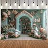 Easter Bunny Balloon Garden Path Photography Background Photo Backdrop for Baby Portrait Birthday Party Home Decor Studio Props2