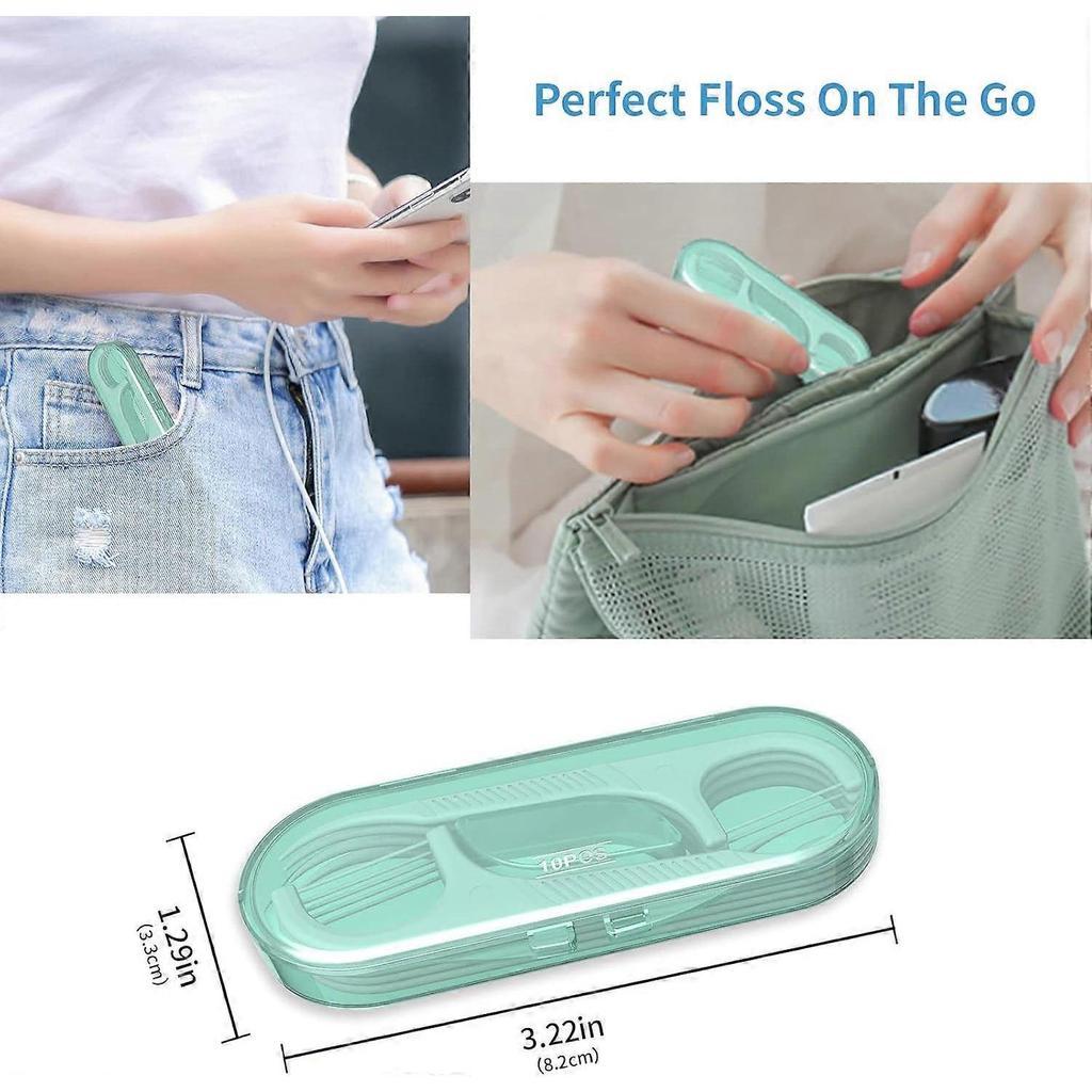 Dental Floss Picks No Shred 2 in 1 Design with Travel Case Ergonomic Grip Reusable Box 20 Count