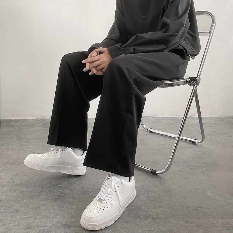 Черные повседневные мешковатые брюки, мужские прямые брюки до щиколотки, широкие брюки, уличная одежда, свободные мужские брюки больших размеров 3XL