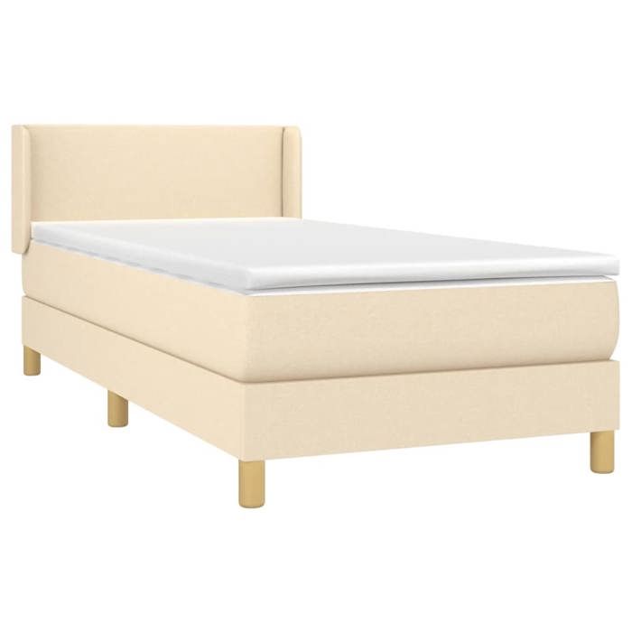 3130094 vidaXL Divan Bed with Mattress Cream 100x200 Cm Fabric