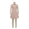 Ladies' Full Diamond Collar Studded Pearl Dress with Crystal Decoration Summer New Pink Waist Cinched Dress Temperament Short Sleeveless Women's Skirt